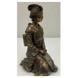 Vintage Collectible Japanese Geisha Kikuya W/Kimono Statue Bronze Powder 6"