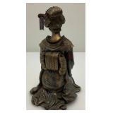 Vintage Collectible Japanese Geisha Kikuya W/Kimono Statue Bronze Powder 6"