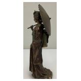 Vintage Japanese Geisha Mane Hide Bronze Like Statue 10" Tall