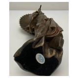 Vintage Japanese Geisha Mane Hide Bronze Like Statue 10" Tall