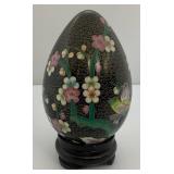 Vintage 7 1/2" Cloisonne Gold Gilt Easter Egg With Stand