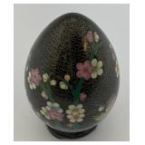 Vintage 7 1/2" Cloisonne Gold Gilt Easter Egg With Stand