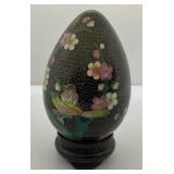 Vintage 7 1/2" Cloisonne Gold Gilt Easter Egg With Stand