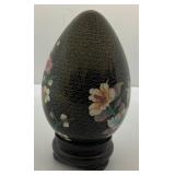 Vintage 7 1/2" Cloisonne Gold Gilt Easter Egg With Stand