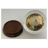 Vintage Chinese Collectible Reverse Painted Glass Crystal Ball With Stand 4"