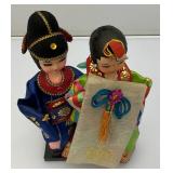 Vintage Collectible Korean Wedding Dolls Traditional Wedding Couple Figurines 10 1/2" Tall On Base