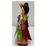 Vintage Collectible Korean Wedding Dolls Traditional Wedding Couple Figurines 10 1/2" Tall On Base