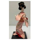 Vintage Geisha Girl Doll Hand Crafted On Base 11 1/2"