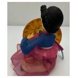 Vintage Collectible Korean Big Eyes Bradley Style Silk Doll On Base 6" x 6 1/2"