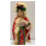 Vintage Collectible Asian Geisha Doll On base 13 1/2"