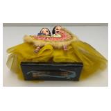 Vintage Collectible Korean Big Eyes Bradley Style Silk Dolls On Base 9" x 10"