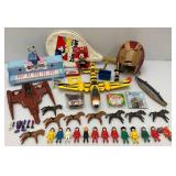 Misc. Vintage Troy Lot Including Very old Kids Football Helmet (Needs Repair), GI Joe, Mickey Mouse And More
