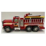 Two Vintage Plastic Fire Trucks Including Nylint 16" And One Battery Operated 20"