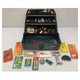 Vintage PLANO Marbled Plastic Tackle Box With Misc. Tackle