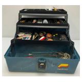 Vintage PLANO Marbled Plastic Tackle Box With Misc. Tackle