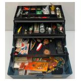 Vintage PLANO Marbled Plastic Tackle Box With Misc. Tackle