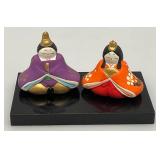 Collectible Miniature Dynasty Hina Dolls Set Tabletop Ceramic Decoration Japanese Display Set 4" x 5"