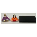 Collectible Miniature Dynasty Hina Dolls Set Tabletop Ceramic Decoration Japanese Display Set 4" x 5"
