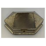 Antique Hexagonal Metal Jewelry Box With Latch Closure 3 1/2" x 4" x 6"