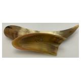 Vintage Bull Horn Ashtray And Crystal Table Lighter