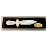 VERY RARE Lansing Brand Hand Carved Mother Of Pearl Letter Opener In Original Box Never Used 4 3/4"