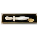 VERY RARE Lansing Brand Hand Carved Mother Of Pearl Letter Opener In Original Box Never Used 4 3/4"