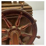 Antique ROSON 1939 Art Deco Dureum Brass Nautical Desk Touch-Tip Lighter Heavy Metal (One Tip Broken On Wheel) 2 3/4" x 3 1/4" x 4 1/2"