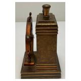 Antique ROSON 1939 Art Deco Dureum Brass Nautical Desk Touch-Tip Lighter Heavy Metal (One Tip Broken On Wheel) 2 3/4" x 3 1/4" x 4 1/2"