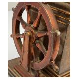 Antique ROSON 1939 Art Deco Dureum Brass Nautical Desk Touch-Tip Lighter Heavy Metal (One Tip Broken On Wheel) 2 3/4" x 3 1/4" x 4 1/2"