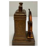 Antique ROSON 1939 Art Deco Dureum Brass Nautical Desk Touch-Tip Lighter Heavy Metal (One Tip Broken On Wheel) 2 3/4" x 3 1/4" x 4 1/2"