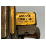 Antique ROSON 1939 Art Deco Dureum Brass Nautical Desk Touch-Tip Lighter Heavy Metal (One Tip Broken On Wheel) 2 3/4" x 3 1/4" x 4 1/2"
