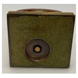 Antique ROSON 1939 Art Deco Dureum Brass Nautical Desk Touch-Tip Lighter Heavy Metal (One Tip Broken On Wheel) 2 3/4" x 3 1/4" x 4 1/2"