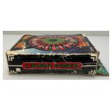 Miniature Criss 7 Cross Slot Machine Battery Operated 6" x 7 1/2" x 12 1/2" (Untested) And Casino Wheel With Original Box
