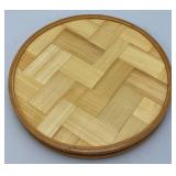Vintage Mid-Century 11" Bamboo Serving Tray And Coasters With Mounted Butterflies