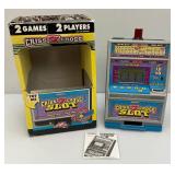 Miniature Criss 7 Cross Slot Machine Battery Operated 6" x 7 1/2" x 12 1/2" (Untested) In Original Box (Box Beat Up A Little)