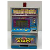 Miniature Criss 7 Cross Slot Machine Battery Operated 6" x 7 1/2" x 12 1/2" (Untested) In Original Box (Box Beat Up A Little)