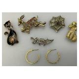 Large Group Of Misc. Earrings, Vintage Brooches And More