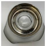 Vintage Anchor Hocking Silver Hombre Faded Silver Gray Glass Chip And Dip Bowl Set 6" x 10" Chip Bowl And 5" x 3" Dip Bowl