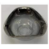 Vintage Anchor Hocking Silver Hombre Faded Silver Gray Glass Chip And Dip Bowl Set 6" x 10" Chip Bowl And 5" x 3" Dip Bowl