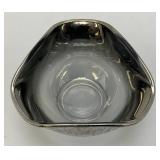 Vintage Anchor Hocking Silver Hombre Faded Silver Gray Glass Chip And Dip Bowl Set 6" x 10" Chip Bowl And 5" x 3" Dip Bowl
