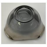 Vintage Anchor Hocking Silver Hombre Faded Silver Gray Glass Chip And Dip Bowl Set 6" x 10" Chip Bowl And 5" x 3" Dip Bowl
