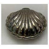 Vintage Silver Plated Scallop Sea Shell Butter Dish 2" x 5" x 5"