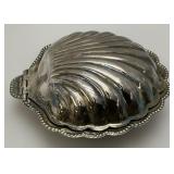 Vintage Silver Plated Scallop Sea Shell Butter Dish 2" x 5" x 5"