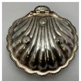 Vintage Silver Plated Scallop Sea Shell Butter Dish 2" x 5" x 5"