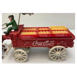 Vintage Cast Iron Coca-Cola Horse-Drawn Wagon 14"