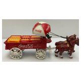 Vintage Cast Iron Coca-Cola Horse-Drawn Wagon 14"