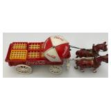 Vintage Cast Iron Coca-Cola Horse-Drawn Wagon 14"