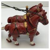Vintage Cast Iron Coca-Cola Horse-Drawn Wagon 14"