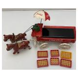 Vintage Cast Iron Coca-Cola Horse-Drawn Wagon 14"