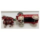 Vintage Cast Iron Coca-Cola Horse-Drawn Wagon 14"